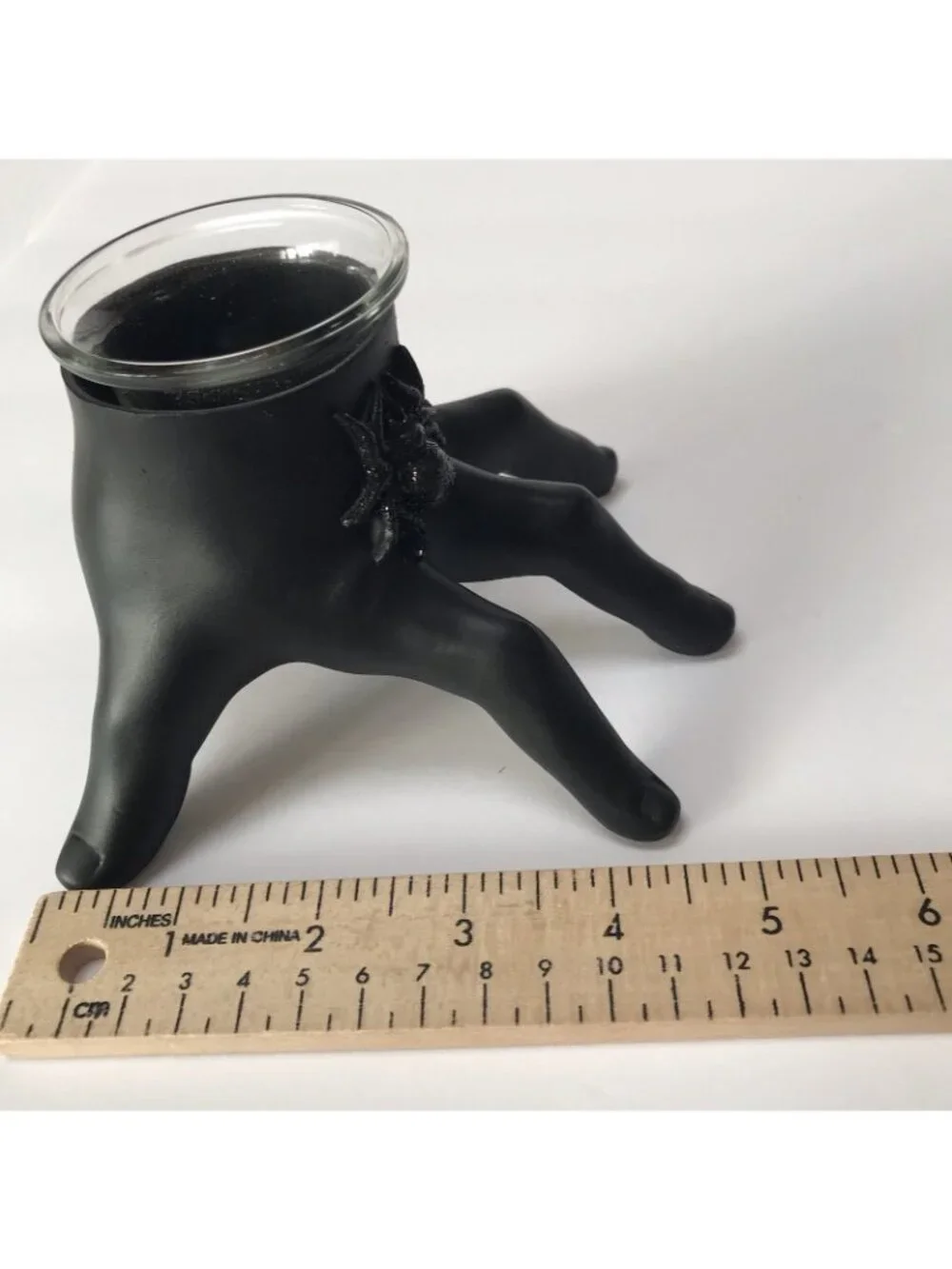 Halloween Candle Holder Spooky Black Hand Tea Light Goth Spider Witchy Decor